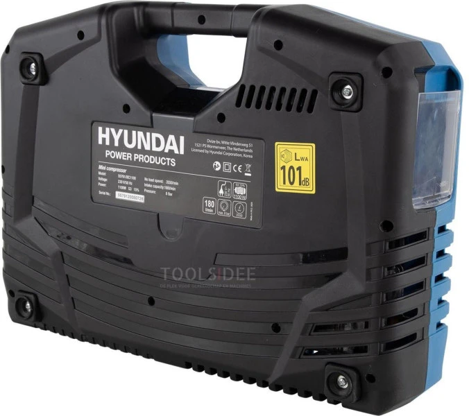 Hyundai Mini-compressor 55791, 1100 Watt, 180L/min, 8 Bar 4 Hyundai Mini-compressor 55791, 1100 Watt, 180L/min, 8 Bar - Afbeelding 2