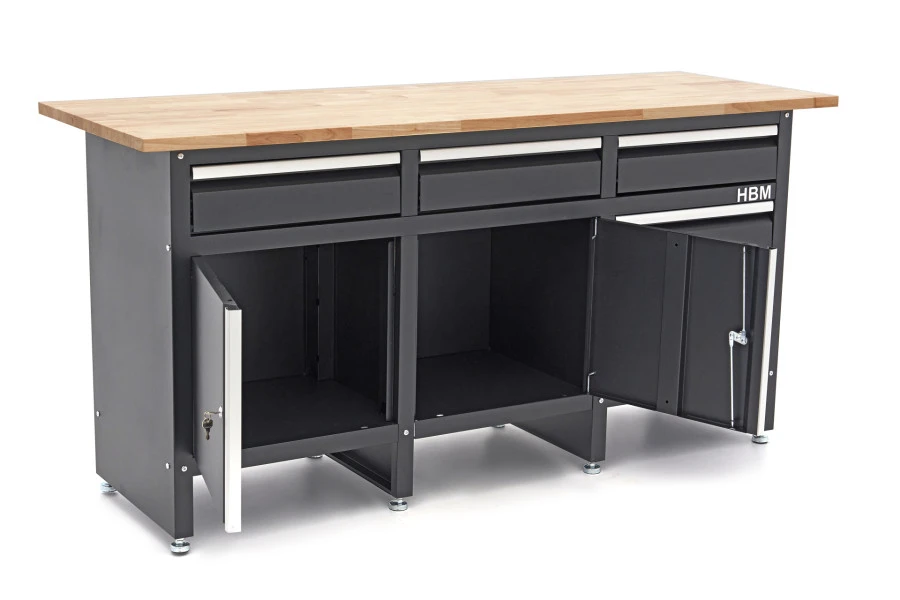 HBM 171 Cm Werkbank Met 6 Laden 2 Deuren En Massief Houten Werkblad 5 HBM 171 Cm Werkbank Met 6 Laden 2 Deuren En Massief Houten Werkblad - Afbeelding 3